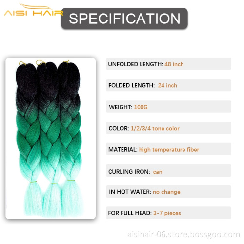 Aisi Hair Wholesale Braided Asap Attachment Africa 48 Inch Jumbo Braids Crochet Ombre Synthetic Braiding Hair Extensions